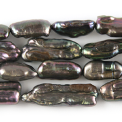 Bead, Pearl Cultured Fresh water, Peacock 18x5mm Biwa Stick Length Drilled