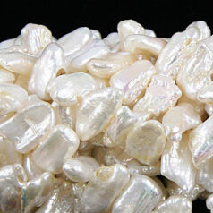 Bead, Pearl Cultured Fresh water, White, 12x5mm Biwa Stick Centre Drilled