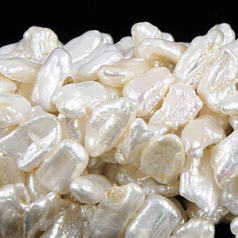 Bead, Pearl Cultured Fresh water, White 15x5mm Biwa Stick Center Drilled