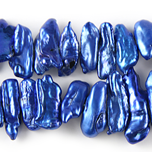 Bead, Pearl Cultured Fresh water, Midnight 7x19mm Biwa Stick Center Drilled