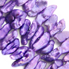 Bead, Pearl Cultured Fresh water, Purple, 7x19mm Biwa Stick Center Drilled