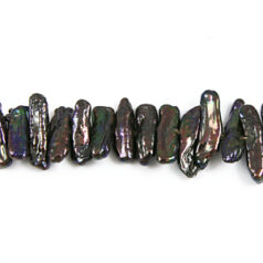 Bead, Pearl Cultured Fresh water, Fuchsia, 7x19mm Biwa Stick Center Drilled