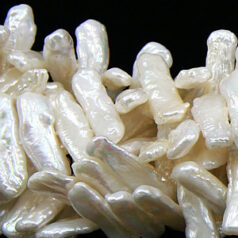 Bead, Pearl Cultured Fresh water, White, 20x5mm Biwa Stick Centre Drilled