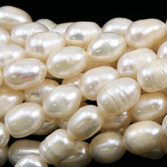 Bead, Pearl Cultured Freshwater, Cream, 8x5mm Rice Shape