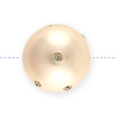 Shell Pearl 14mm Round w/Rhinestone - Pink