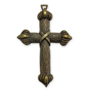 Pewter Bound Cross Pendant 69x48mm - Antique Brass Plated