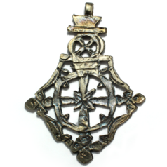 Pewter Ethiopian Cross Pendant 74x56mm - Antique Pewter