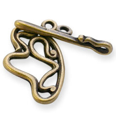 Toggle Clasp, JBB Pewter 21.8x13.9mm Swirl Patterns - Antique Brass Finish