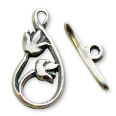 Toggle Clasp, JBB Pewter 18.6x9.5mm Tulip- Antique Silver Finish