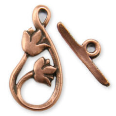 Toggle Clasp, JBB Pewter 18.6x9.5mm Tulip- Antique Copper