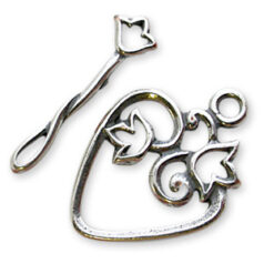 Toggle Clasp, JBB Pewter 21.4x15.5mm  Heart with Tulip- Antique Silver Finish