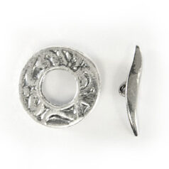 Toggle Clasp, B&B Benbassat Pewter 17mm Round Pattern - Antique Silver Finish