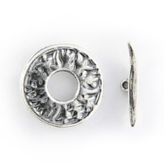 Toggle Clasp, B&B Benbassat Pewter 20mm Round Pattern - Antique Silver Finish