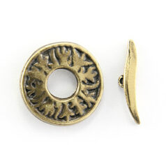 Toggle Clasp, B&B Benbassat Pewter 20mm Round Pattern - Antique Brass Finish