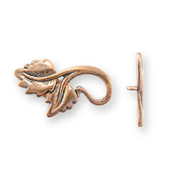 Toggle Clasp, B&B Benbassat Pewter 15x26mm Two Leaf - Antique Copper Finish