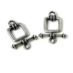 Toggle Clasp, Pewter 12.5x12.5mm - Antique Pewter