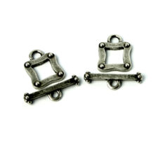 Toggle Clasp, Pewter 11x11mm Square -Antique Pewter