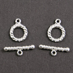 Toggle Clasp 13mm Thick Rope - Bright Silver