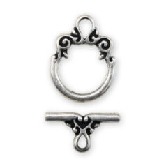 Toggle Clasp, Pewter 14mm Round - Antique Pewter