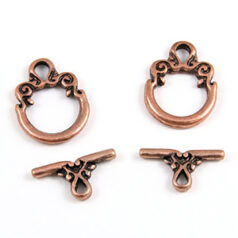 Toggle Clasp, Pewter 14mm Round - Antique Copper