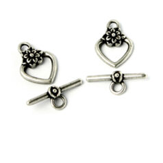 Toggle Clasp, Pewter 13x12.5mm Heart - Antique Pewter