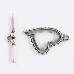 Toggle Clasp, JBB Pewter 25mm Heart - Silver Plated