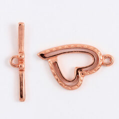 Toggle Clasp, JBB Pewter 25mm Heart - Copper Plated