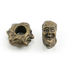 Two Faces Pewter Bead in Antique Bronze Finish 11x11.5mm