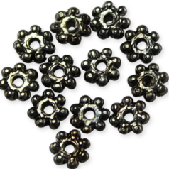 Bead, Pewter 4mm Heishi or Beaded Rondelle with dots - Gunmetal Plated