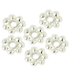 Bead, Pewter 4mm Heishi or Beaded Rondelle with dots - Silver