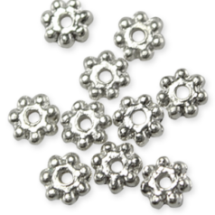 Bead, Pewter 4mm Heishi or Beaded Rondelle with dots - Silver