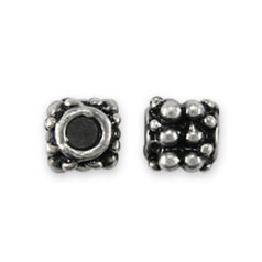 Bead, Pewter Double Beaded 4.7x4.7mm Heishi Square Bead -Ant. Silver