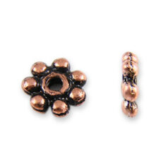 Bead, Pewter 6mm Heishi or Beaded Rondelle with dots - Antique Copper