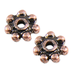Bead, Pewter 6mm Heishi or Beaded Rondelle with dots - Antique Copper