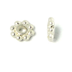 Bead, Pewter 5mm Heishi or Beaded Rondelle with dots - Silver