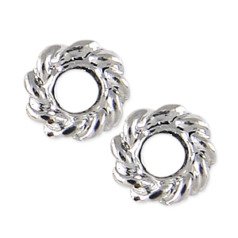 Bead, Pewter 4mm Heishi or Rondelle with Rope Design - Silver