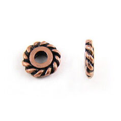 Bead, Pewter 5mm Heishi or Rondelle with Rope Design - Antique Copper