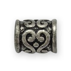 Bead, Pewter 7.5x9.5mm - Antique Silver