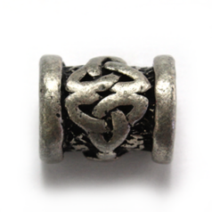 Bead, Pewter 8x9.5mm with Design- Antique Silver