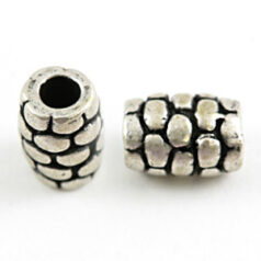 Bead, Pewter 6.7x4.8mm - Antique Silver