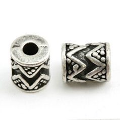 Bead, Pewter 7.1x5.6mm - Antique Silver