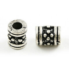 Bead, Pewter 6.5x4.9mm - Antique Silver