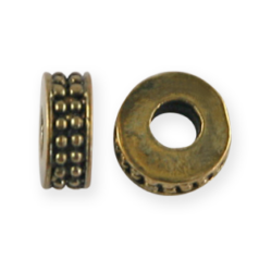 Bead, Pewter 3x6mm Spacer - Antique Gold