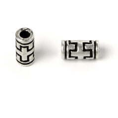 Bead, Pewter 8x4mm Tube - Antique Silver