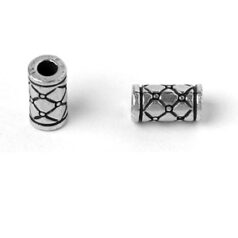 Bead, Pewter 8x4mm Tube - Antique Silver