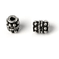 Bead, Pewter 6x7mm Barrel Shape - Antique Silver