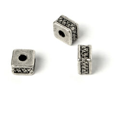 Bead, Pewter 5x5mm Square - Antique Silver
