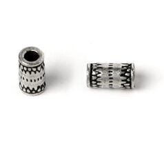 Bead, Pewter 8x4mm Tube - Antique Silver