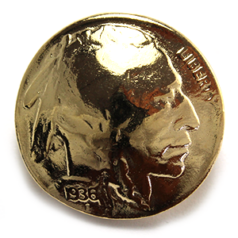 Button, Pewter 20mm Round with pattern - Gold plated