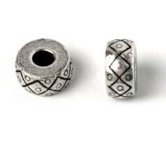 Bead, Pewter 10x6mm Wheel - Antique Silver